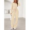 imagePRETTYGARDEN Womens 2025 Fall Trendy 2 Piece Outfits Lounge Sets Long Sleeve Top Henley Shirts Wide Leg Pants Travel ClothesBeige