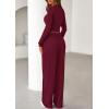 imagePRETTYGARDEN Womens 2025 Fall Trendy 2 Piece Outfits Lounge Sets Long Sleeve Top Henley Shirts Wide Leg Pants Travel ClothesBurgundy