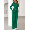 imagePRETTYGARDEN Womens 2025 Fall Trendy 2 Piece Outfits Lounge Sets Long Sleeve Top Henley Shirts Wide Leg Pants Travel ClothesGreen