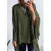 imagePRETTYGARDEN Womens 2025 Fall Winter Poncho Sweaters Trendy Chunky Knit Fringe Shawls Wraps Pullover Tops Holiday OutfitsArmy Green