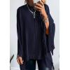 imagePRETTYGARDEN Womens 2025 Fall Winter Poncho Sweaters Trendy Chunky Knit Fringe Shawls Wraps Pullover Tops Holiday OutfitsNavy Blue