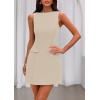 imagePRETTYGARDEN Womens 2025 Formal Sleeveless Summer Dresses Boat Neck Bodycon Elegant A Line Business Work Mini DressLight Khaki