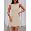 imagePRETTYGARDEN Womens 2025 Formal Sleeveless Summer Dresses Boat Neck Bodycon Elegant A Line Business Work Mini DressLight Khaki