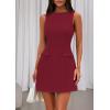 imagePRETTYGARDEN Womens 2025 Formal Sleeveless Summer Dresses Boat Neck Bodycon Elegant A Line Business Work Mini DressWine Red