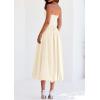 imagePRETTYGARDEN Womens 2025 Summer Strapless Tube Midi Dress Smocked A Line Bubble Long Flowy Casual Elegant Party DressesBeige