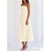 imagePRETTYGARDEN Womens 2025 Summer Strapless Tube Midi Dress Smocked A Line Bubble Long Flowy Casual Elegant Party DressesBeige