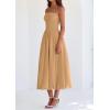 imagePRETTYGARDEN Womens 2025 Summer Strapless Tube Midi Dress Smocked A Line Bubble Long Flowy Casual Elegant Party DressesKhaki