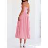 imagePRETTYGARDEN Womens 2025 Summer Strapless Tube Midi Dress Smocked A Line Bubble Long Flowy Casual Elegant Party DressesPink