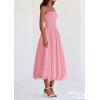 imagePRETTYGARDEN Womens 2025 Summer Strapless Tube Midi Dress Smocked A Line Bubble Long Flowy Casual Elegant Party DressesPink