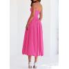 imagePRETTYGARDEN Womens 2025 Summer Strapless Tube Midi Dress Smocked A Line Bubble Long Flowy Casual Elegant Party DressesRose Red