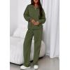 imagePRETTYGARDEN Womens Casual Two Piece Sets Fall 2025 Outfits Quarter Zip Sweatshirts Straight Leg Pants Sweatsuits TracksuitArmy Green