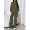 imagePRETTYGARDEN Womens Casual Two Piece Sets Fall 2025 Outfits Quarter Zip Sweatshirts Straight Leg Pants Sweatsuits TracksuitArmy Green