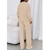 imagePRETTYGARDEN Womens Casual Two Piece Sets Fall 2025 Outfits Quarter Zip Sweatshirts Straight Leg Pants Sweatsuits TracksuitBeige