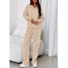 imagePRETTYGARDEN Womens Casual Two Piece Sets Fall 2025 Outfits Quarter Zip Sweatshirts Straight Leg Pants Sweatsuits TracksuitBeige