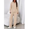 imagePRETTYGARDEN Womens Casual Two Piece Sets Fall 2025 Outfits Quarter Zip Sweatshirts Straight Leg Pants Sweatsuits TracksuitBeige