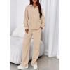 imagePRETTYGARDEN Womens Casual Two Piece Sets Fall 2025 Outfits Quarter Zip Sweatshirts Straight Leg Pants Sweatsuits TracksuitBeige