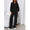 imagePRETTYGARDEN Womens Casual Two Piece Sets Fall 2025 Outfits Quarter Zip Sweatshirts Straight Leg Pants Sweatsuits TracksuitBlack