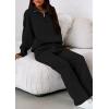 imagePRETTYGARDEN Womens Casual Two Piece Sets Fall 2025 Outfits Quarter Zip Sweatshirts Straight Leg Pants Sweatsuits TracksuitBlack