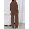 imagePRETTYGARDEN Womens Casual Two Piece Sets Fall 2025 Outfits Quarter Zip Sweatshirts Straight Leg Pants Sweatsuits TracksuitBrown