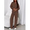 imagePRETTYGARDEN Womens Casual Two Piece Sets Fall 2025 Outfits Quarter Zip Sweatshirts Straight Leg Pants Sweatsuits TracksuitBrown