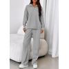 imagePRETTYGARDEN Womens Casual Two Piece Sets Fall 2025 Outfits Quarter Zip Sweatshirts Straight Leg Pants Sweatsuits TracksuitGrey