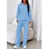 imagePRETTYGARDEN Womens Casual Two Piece Sets Fall 2025 Outfits Quarter Zip Sweatshirts Straight Leg Pants Sweatsuits TracksuitLight Blue