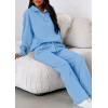 imagePRETTYGARDEN Womens Casual Two Piece Sets Fall 2025 Outfits Quarter Zip Sweatshirts Straight Leg Pants Sweatsuits TracksuitLight Blue