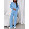 imagePRETTYGARDEN Womens Casual Two Piece Sets Fall 2025 Outfits Quarter Zip Sweatshirts Straight Leg Pants Sweatsuits TracksuitLight Blue