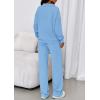 imagePRETTYGARDEN Womens Casual Two Piece Sets Fall 2025 Outfits Quarter Zip Sweatshirts Straight Leg Pants Sweatsuits TracksuitLight Blue