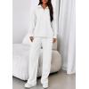 imagePRETTYGARDEN Womens Casual Two Piece Sets Fall 2025 Outfits Quarter Zip Sweatshirts Straight Leg Pants Sweatsuits TracksuitWhite