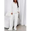 imagePRETTYGARDEN Womens Casual Two Piece Sets Fall 2025 Outfits Quarter Zip Sweatshirts Straight Leg Pants Sweatsuits TracksuitWhite