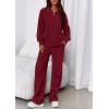imagePRETTYGARDEN Womens Casual Two Piece Sets Fall 2025 Outfits Quarter Zip Sweatshirts Straight Leg Pants Sweatsuits TracksuitWine Red