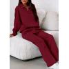 imagePRETTYGARDEN Womens Casual Two Piece Sets Fall 2025 Outfits Quarter Zip Sweatshirts Straight Leg Pants Sweatsuits TracksuitWine Red