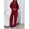 imagePRETTYGARDEN Womens Casual Two Piece Sets Fall 2025 Outfits Quarter Zip Sweatshirts Straight Leg Pants Sweatsuits TracksuitWine Red