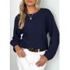imagePRETTYGARDEN Womens Fall Sweaters 2025 Casual Loose Crewneck Ribbed Long Sleeve Top Knit Pullover SweaterDark Blue