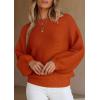 imagePRETTYGARDEN Womens Fall Sweaters 2025 Casual Loose Crewneck Ribbed Long Sleeve Top Knit Pullover SweaterRust Red