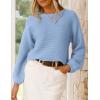 imagePRETTYGARDEN Womens Fall Sweaters 2025 Casual Loose Crewneck Ribbed Long Sleeve Top Knit Pullover SweaterSky Blue