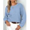imagePRETTYGARDEN Womens Fall Sweaters 2025 Casual Loose Crewneck Ribbed Long Sleeve Top Knit Pullover SweaterSky Blue