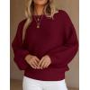 imagePRETTYGARDEN Womens Fall Sweaters 2025 Casual Loose Crewneck Ribbed Long Sleeve Top Knit Pullover SweaterWine Red