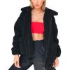 imagePRETTYGARDEN Womens Fashion Winter Coats Sherpa Fleece Faux Fur Shearling Oversized Trendy Jackets Warm Outerwear ClothingBlack