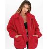 imagePRETTYGARDEN Womens Fashion Winter Coats Sherpa Fleece Faux Fur Shearling Oversized Trendy Jackets Warm Outerwear ClothingRed