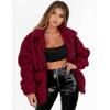 imagePRETTYGARDEN Womens Fashion Winter Coats Sherpa Fleece Faux Fur Shearling Oversized Trendy Jackets Warm Outerwear ClothingWine Red