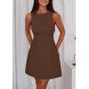 imagePRETTYGARDEN Womens Formal Short Dresses 2025 Summer Sleeveless Boat Neck A Line Elegant Mini Cocktail Party DressBrown