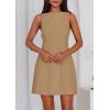 imagePRETTYGARDEN Womens Formal Short Dresses 2025 Summer Sleeveless Boat Neck A Line Elegant Mini Cocktail Party DressKhaki