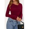 imagePRETTYGARDEN Womens Long Sleeve Cowl Neck Ribbed Knit Fall Shirts Slim Fit Ruched Going Out Crop Tops Basic TShirtsDark Red