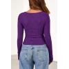 imagePRETTYGARDEN Womens Long Sleeve Cowl Neck Ribbed Knit Fall Shirts Slim Fit Ruched Going Out Crop Tops Basic TShirtsPurple