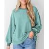 imagePRETTYGARDEN Womens Long Sleeve Tops 2025 Fall Fashion Shirts Trendy Clothes Casual Loose Crewneck Ribbed Knit Tunic BlouseBean Green