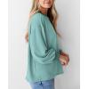imagePRETTYGARDEN Womens Long Sleeve Tops 2025 Fall Fashion Shirts Trendy Clothes Casual Loose Crewneck Ribbed Knit Tunic BlouseBean Green