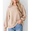 imagePRETTYGARDEN Womens Long Sleeve Tops 2025 Fall Fashion Shirts Trendy Clothes Casual Loose Crewneck Ribbed Knit Tunic BlouseBeige