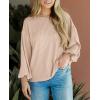 imagePRETTYGARDEN Womens Long Sleeve Tops 2025 Fall Fashion Shirts Trendy Clothes Casual Loose Crewneck Ribbed Knit Tunic BlouseBeige